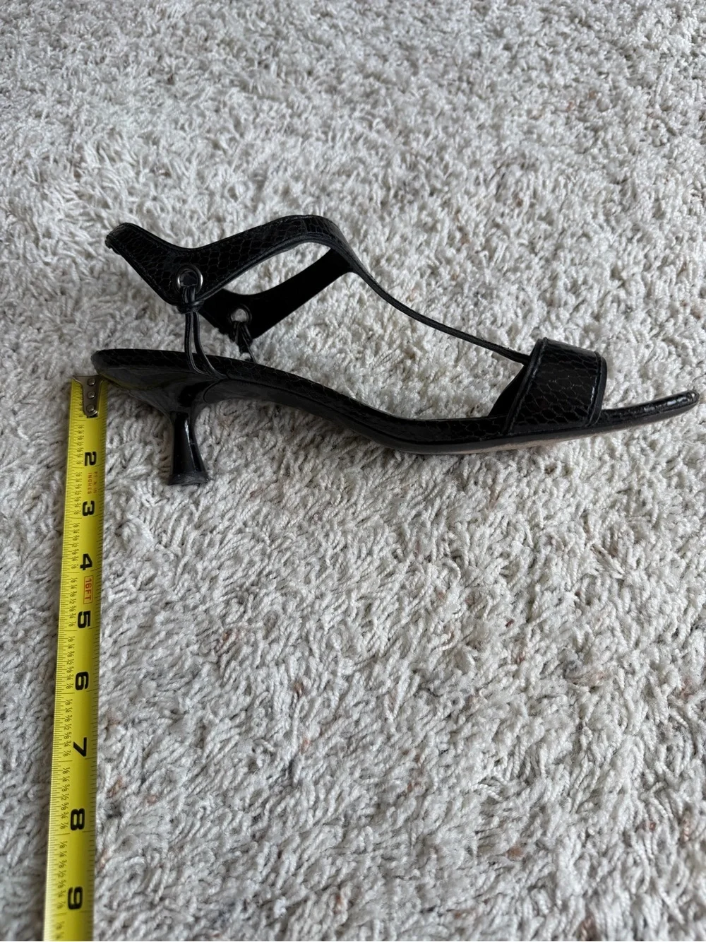 Donald J. Pliner Black Snake-Embossed T-Strap Sandals